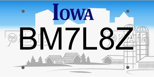 BM7L8Z Iowa License Plate