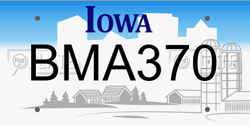 BMA370 Iowa License Plate