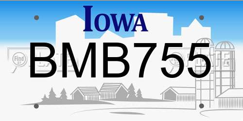 BMB755 Iowa License Plate