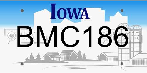 BMC186 Iowa License Plate