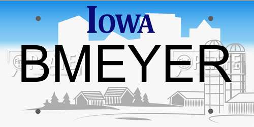 BMEYER Iowa License Plate