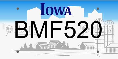 BMF520 Iowa License Plate