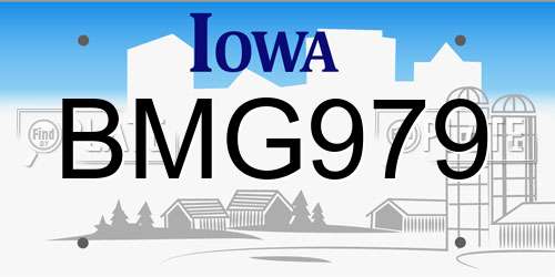 BMG979 Iowa License Plate