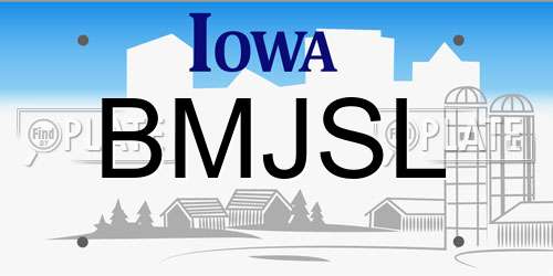 BMJSL Iowa License Plate