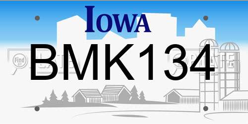 BMK134 Iowa License Plate