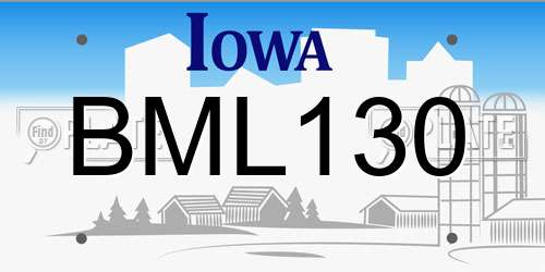 BML130 Iowa License Plate