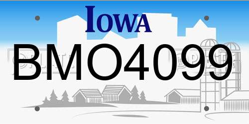 BMO4099 Iowa License Plate