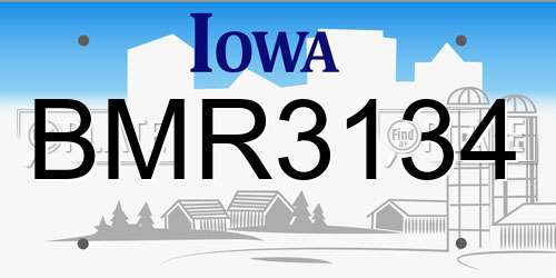 BMR3134 Iowa License Plate