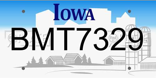 BMT7329 Iowa License Plate