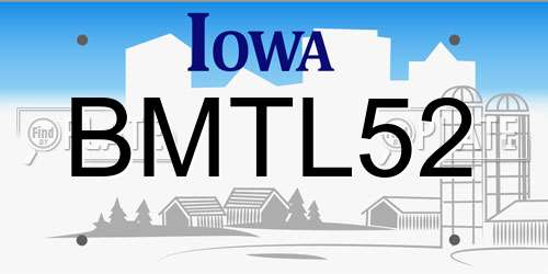 BMTL52 Iowa License Plate