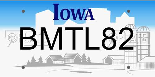 BMTL82 Iowa License Plate
