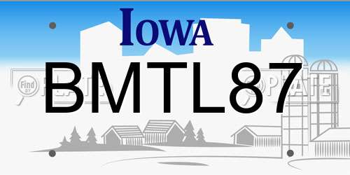 BMTL87 Iowa License Plate