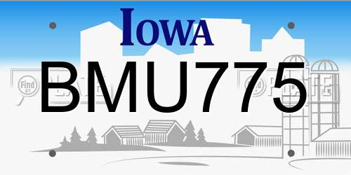 BMU775 Iowa License Plate