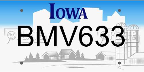 BMV633 Iowa License Plate