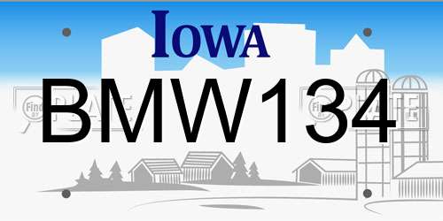 BMW134 Iowa License Plate