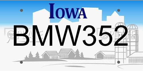 BMW352 Iowa License Plate