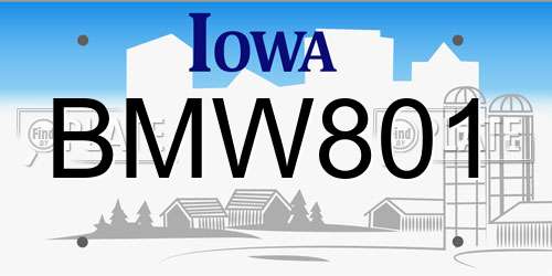 BMW801 Iowa License Plate
