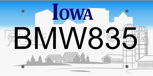 BMW835 Iowa License Plate