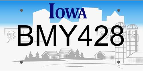 BMY428 Iowa License Plate