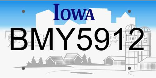 BMY5912 Iowa License Plate