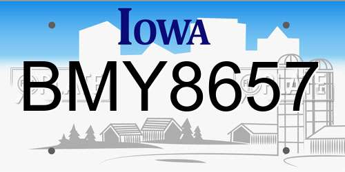 BMY8657 Iowa License Plate