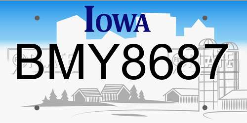 BMY8687 Iowa License Plate