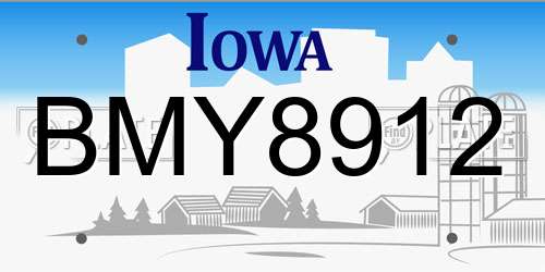 BMY8912 Iowa License Plate