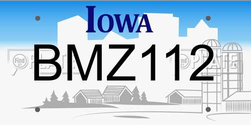BMZ112 Iowa License Plate