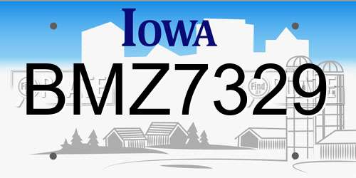 BMZ7329 Iowa License Plate