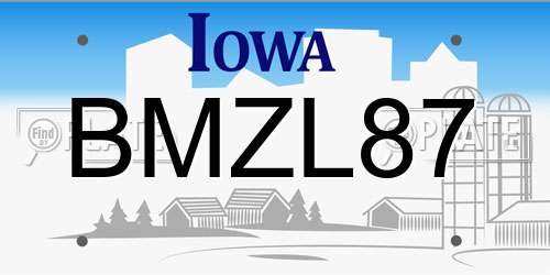 BMZL87 Iowa License Plate