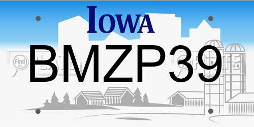 BMZP39 Iowa License Plate
