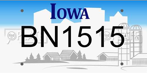 BN1515 Iowa License Plate