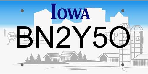 BN2Y5O Iowa License Plate