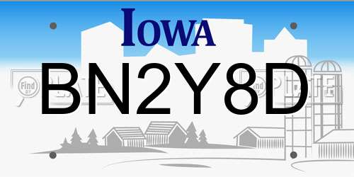 BN2Y8D Iowa License Plate