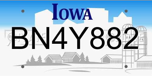 BN4Y882 Iowa License Plate