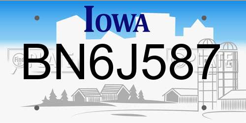 BN6J587 Iowa License Plate