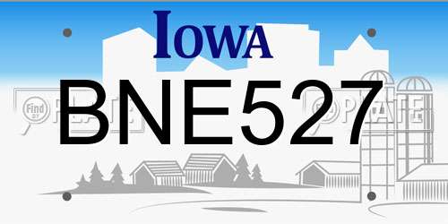 BNE527 Iowa License Plate