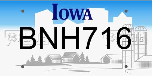 BNH716 Iowa License Plate