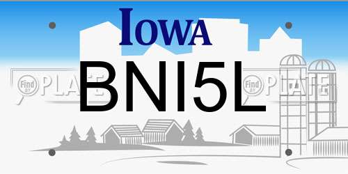 BNI5L Iowa License Plate