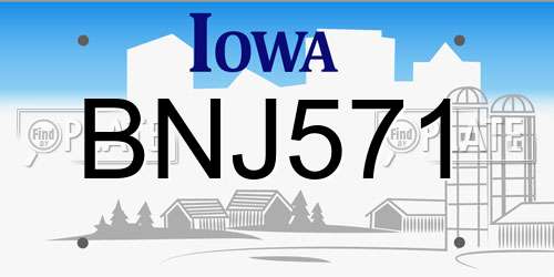 BNJ571 Iowa License Plate