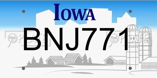 BNJ771 Iowa License Plate
