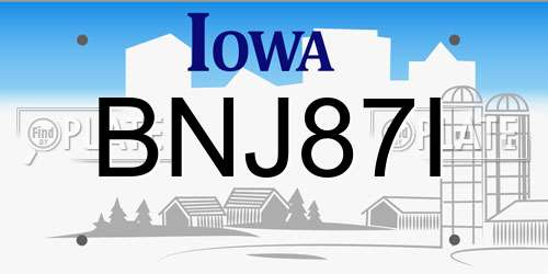 BNJ87I Iowa License Plate