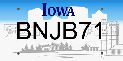 BNJB71 Iowa License Plate