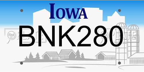 BNK280 Iowa License Plate