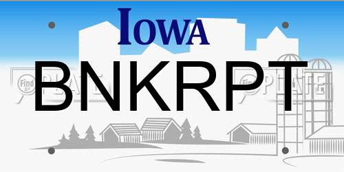 BNKRPT Iowa License Plate