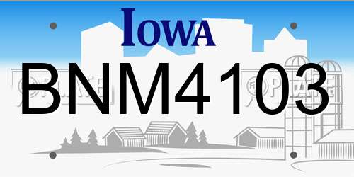 BNM4103 Iowa License Plate