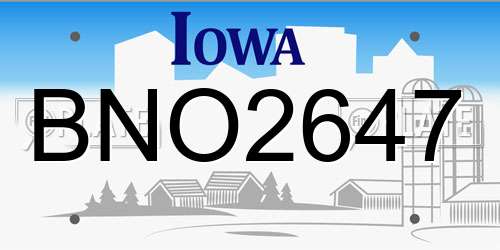 BNO2647 Iowa License Plate