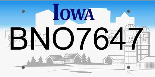 BNO7647 Iowa License Plate