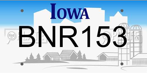 BNR153 Iowa License Plate