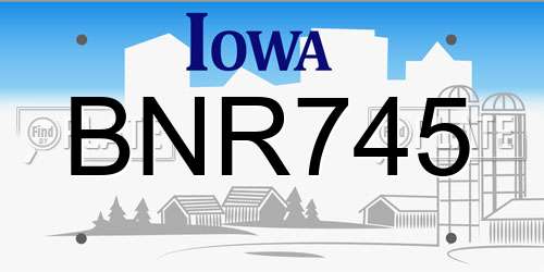 BNR745 Iowa License Plate
